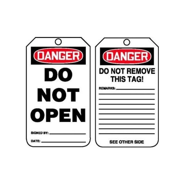 Accuform Safety Tags, DANGER DO NOT OPEN, 5.75in x 3.25in, Self-Laminating PF-Cardstock, 5PK MDT200LCM - main